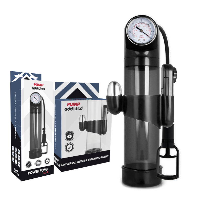 PUMP ADDICTED - BOMBA ERECCIÓN RX9 NEGRO CON VIBRADOR