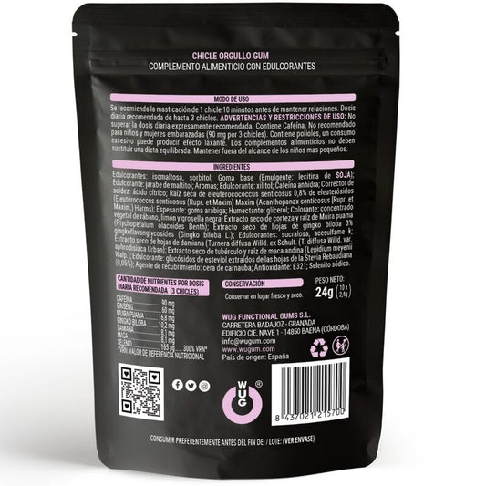 WUG Orgullo – Chicle Funcional con Maca, Ginseng y Ginkgo para Potenciar tu Vitalidad Íntima