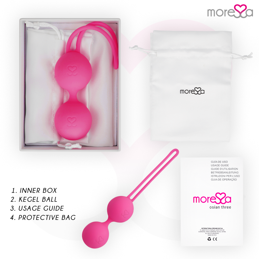 MORESSA - OSIAN THREE ENTRENAMIENTO SUELO PELVICO 85 gr PREMIUM SILICONA ROSA