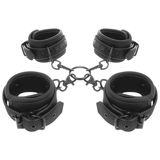FETISH SUBMISSIVE - SET ESPOSAS MANOS Y TOBILLOS CON FORRO DE NOPRENO